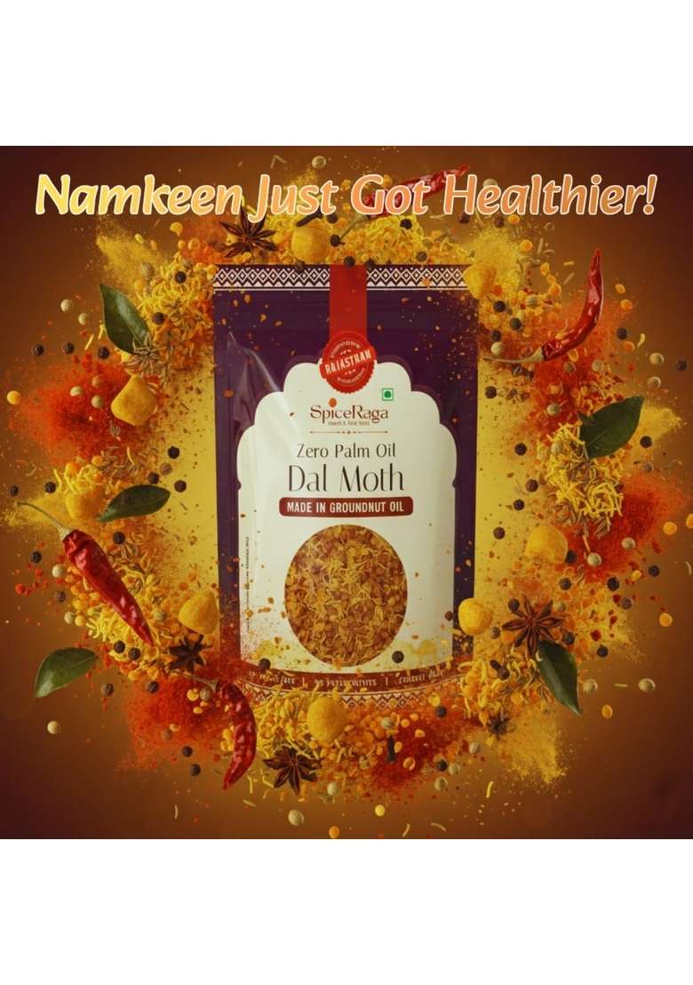 SPICERAGA | Dalmoth Pack of 5 No Palm Oil Pure Groundnut Trans Fat Crispy & Munchy Teatime Snack Healthy Dal Moth Namkeen 100% Natural Ingredients 160g Each - Indya