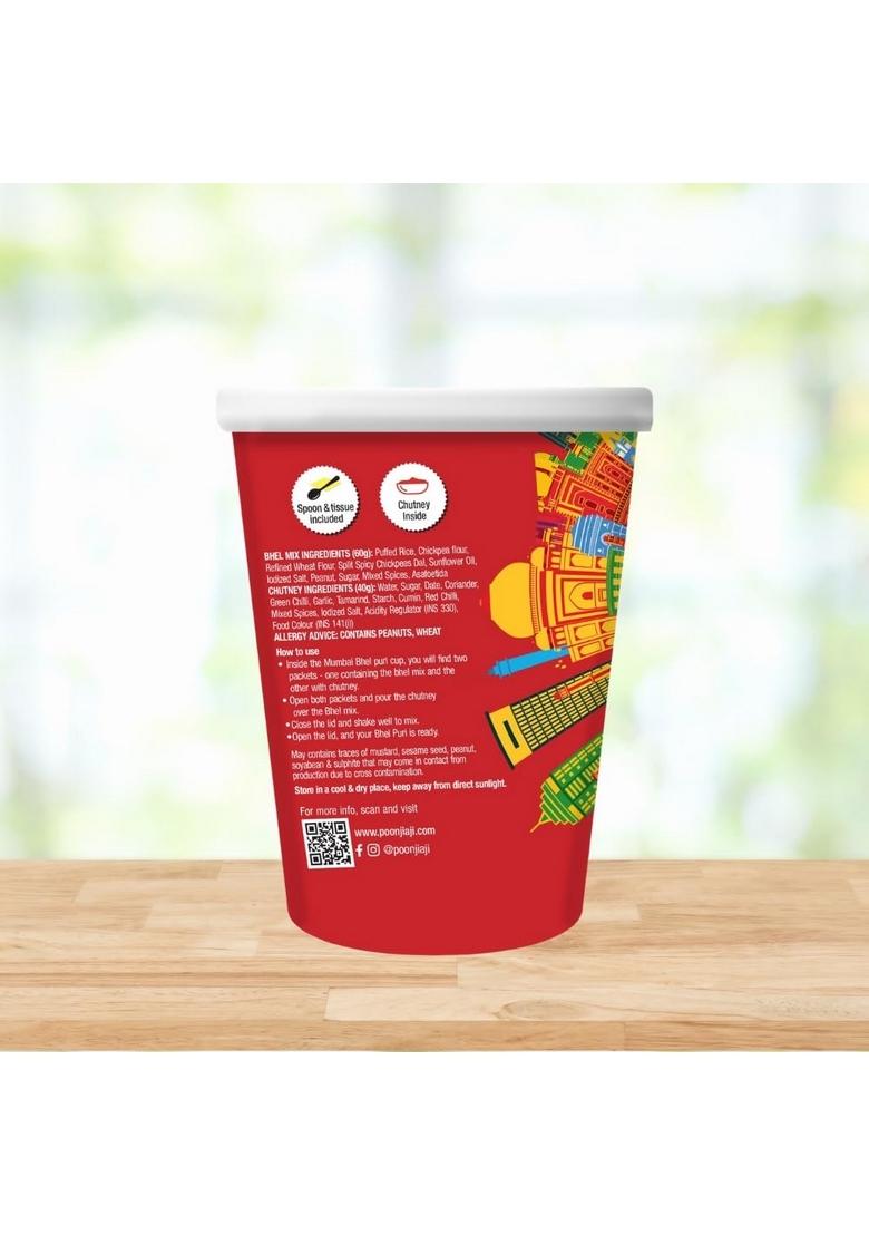 Poonjiaji’s Ready-to-Eat Mumbai Bhel 3x100g | Instant Indian Street Food Snack Tangy & Spicy Puri with Chutney Crunchy Travel-Friendly Cup No Cooking Required Chatpata Evening