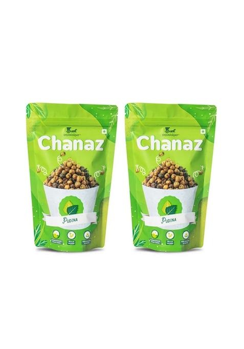 DHANANJAY Pudina Flavoured Mahabaleshwar Chana (Chickpeas) | Pack of 2 (160 Gm+20gms extra Each) Gluten Free Rich in Protein 100% Roasted and Puffed - 160gm + 20gm