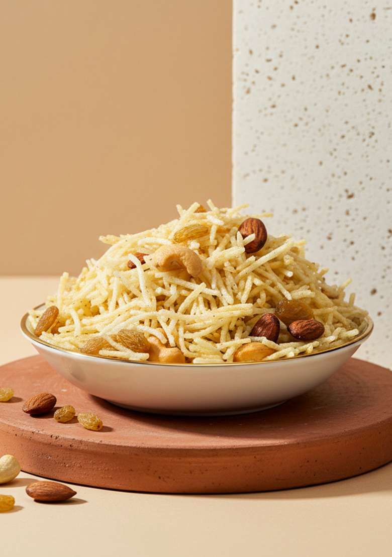 Organic Bites Jodhpuri Kaju Badam Laccha Cashew , Almond Potato Sticks Mixture (Marvari Flavour) Dry Fruit Aloo Lachha - 400 gm - Indya