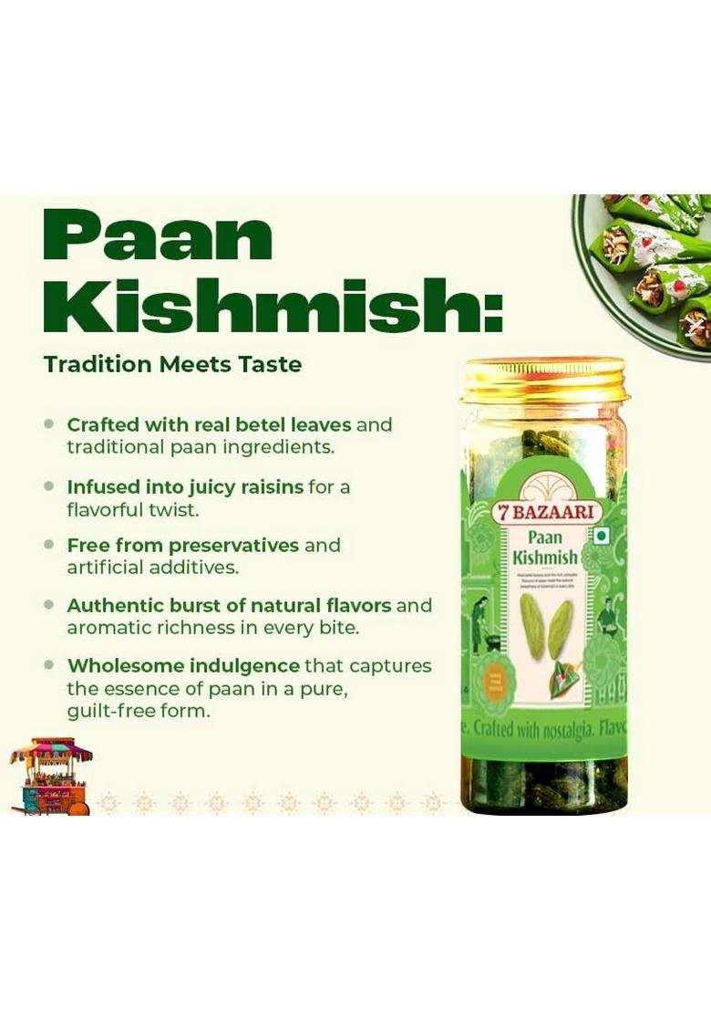 7 BAZAARI Paan Kishmish 175G | High in Antioxidants, Naturally Sweet & tasty Rich Iron Vitamin B, Source Of Potassium, Healthy Nutritious Pack 1