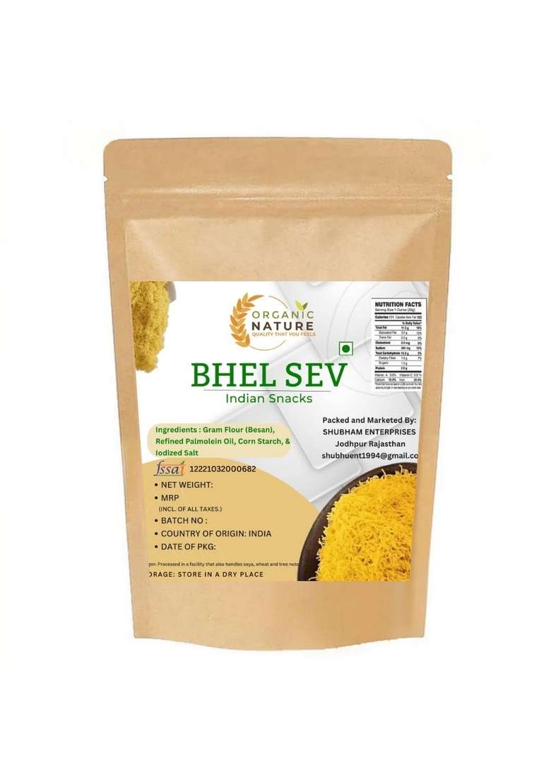 ORGANIC NATURE Nylon Sev for Bhel - Fine Besan Chaat, Sevpuri, Puri | Non-Spicy Indian Snack 200g - Indya