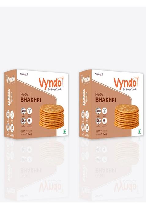 VYNDO Farali Bhakhri Pack of 2 (180g Each) | Millet Snacks, Gluten-Free, No Wheat, Healthy Fasting Special (Upwas/Vrat) Navratri Special, Diet-Friendly.