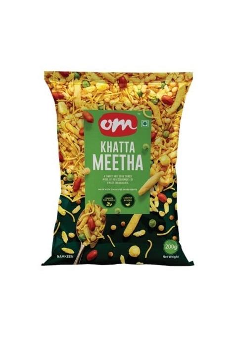OM SWEETS & SNACKS Khatta Meetha Mixture Namkeen Tasty Crunchy Tea-time | All Time Favourite Indian Ready To Eat Crsipy Light Pack Of 4 X 200g