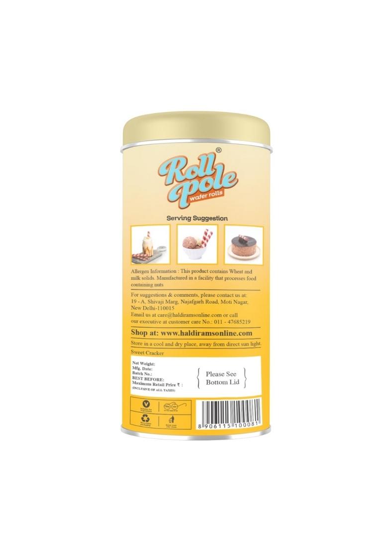 Haldiram's Roll Pole Salted Banana Caramel 150gm | Wafer Sticks Smooth Crunchy Snacks Crackers Sweet Treats for Kids Rich and Creamy Ready to Eat Dessert