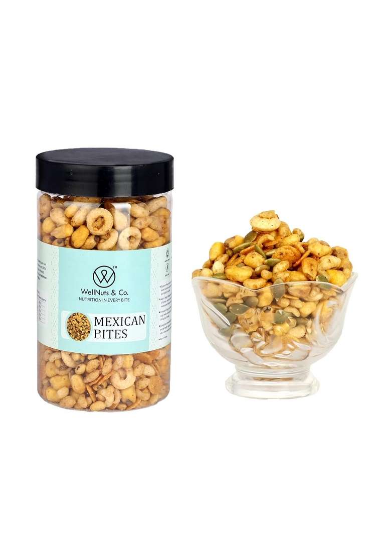 WellNuts & Co. Mexican Bites | Spicy Roasted Snack Mix Crunchy, High-Protein Fibre-Rich Gluten-Free Vegan Trail Tasty Office, Travel Party 200g - Indya