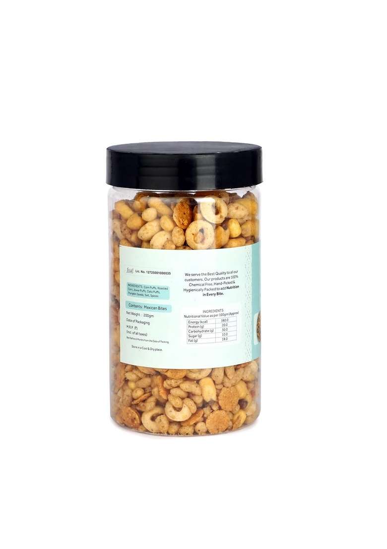 WellNuts & Co. Mexican Bites | Spicy Roasted Snack Mix Crunchy, High-Protein Fibre-Rich Gluten-Free Vegan Trail Tasty Office, Travel Party 200g - Indya