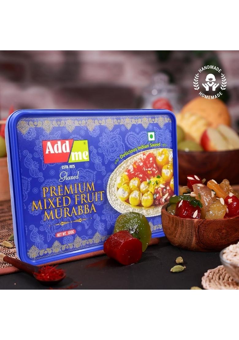 Add me Dry Mixed Murabba 500G celebration gift box Pack, muraba of Amla apple carrot mango pineapple kiwi karonda in a single Mix fruit sweets