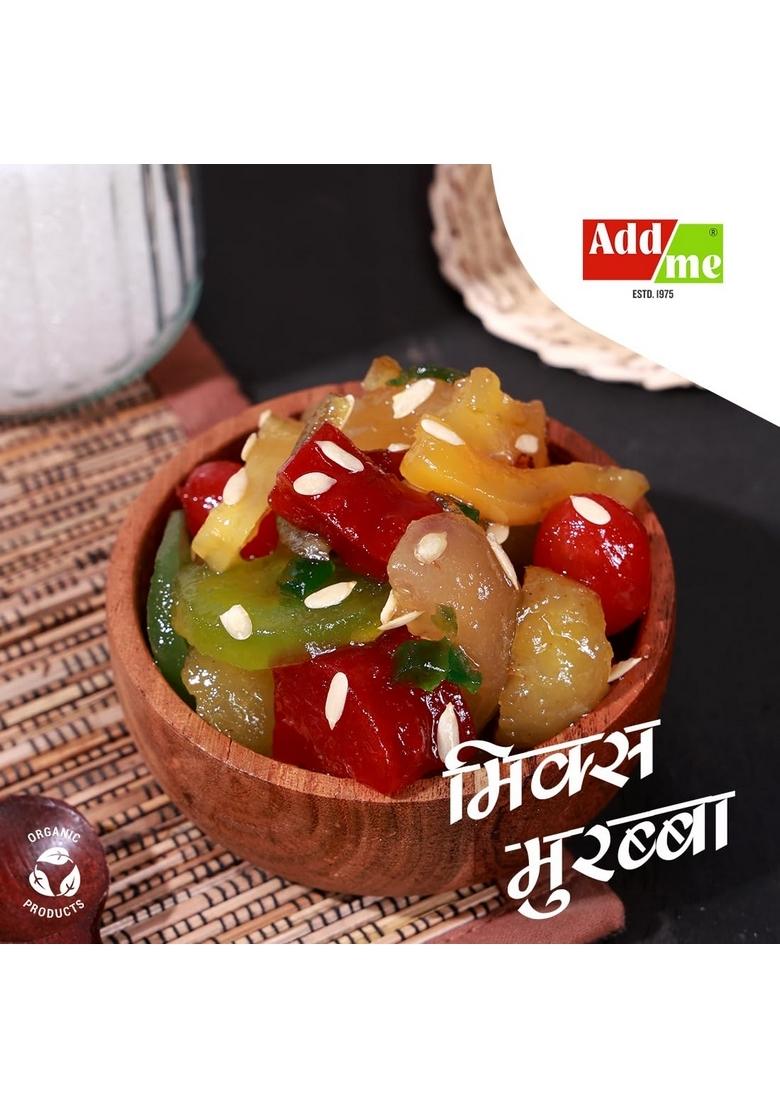 Add me Dry Mixed Murabba 500G celebration gift box Pack, muraba of Amla apple carrot mango pineapple kiwi karonda in a single Mix fruit sweets