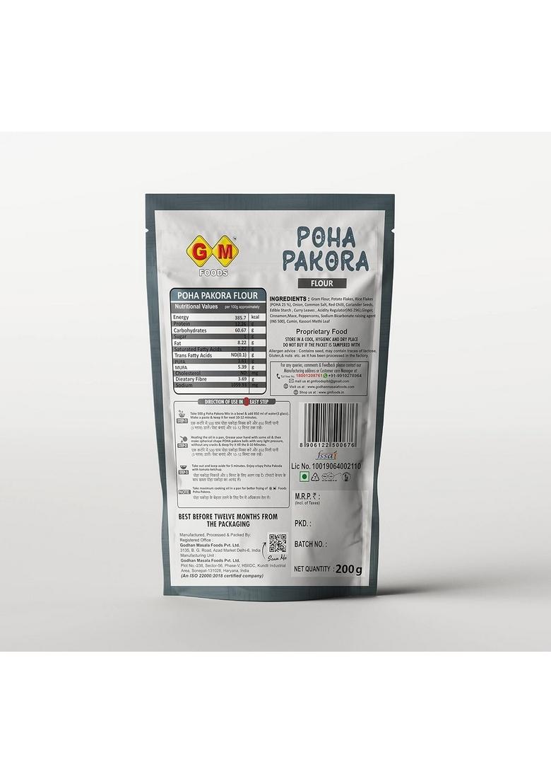 GM FOODS Poha Pakora 200g | Instant Crispy Snack Mix Authentic Indian Street Food Taste Chatpata Masala Blend Easy to Make Ideal for Tea-Time & Festive Munching No MSG or Preservatives