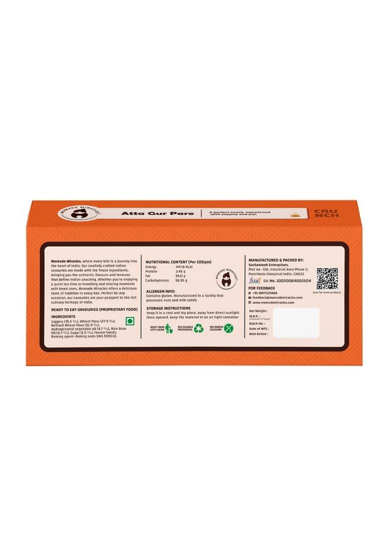 Momade Miracles Atta Gur Pare with fennel 330g | Healthy Indian Snacks No Palm Oil Wedding Favourite Bhaji Punjabi mithai Traditional Savouries