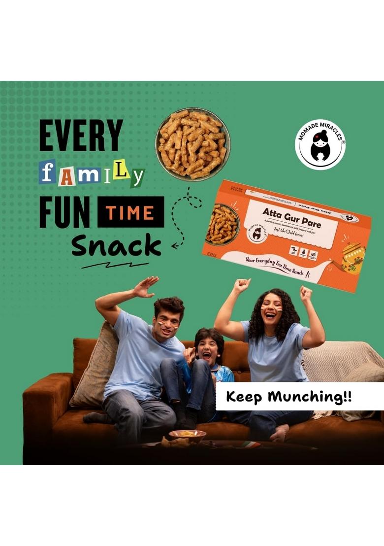 Momade Miracles Atta Gur Pare with fennel 330g | Healthy Indian Snacks No Palm Oil Wedding Favourite Bhaji Punjabi mithai Traditional Savouries