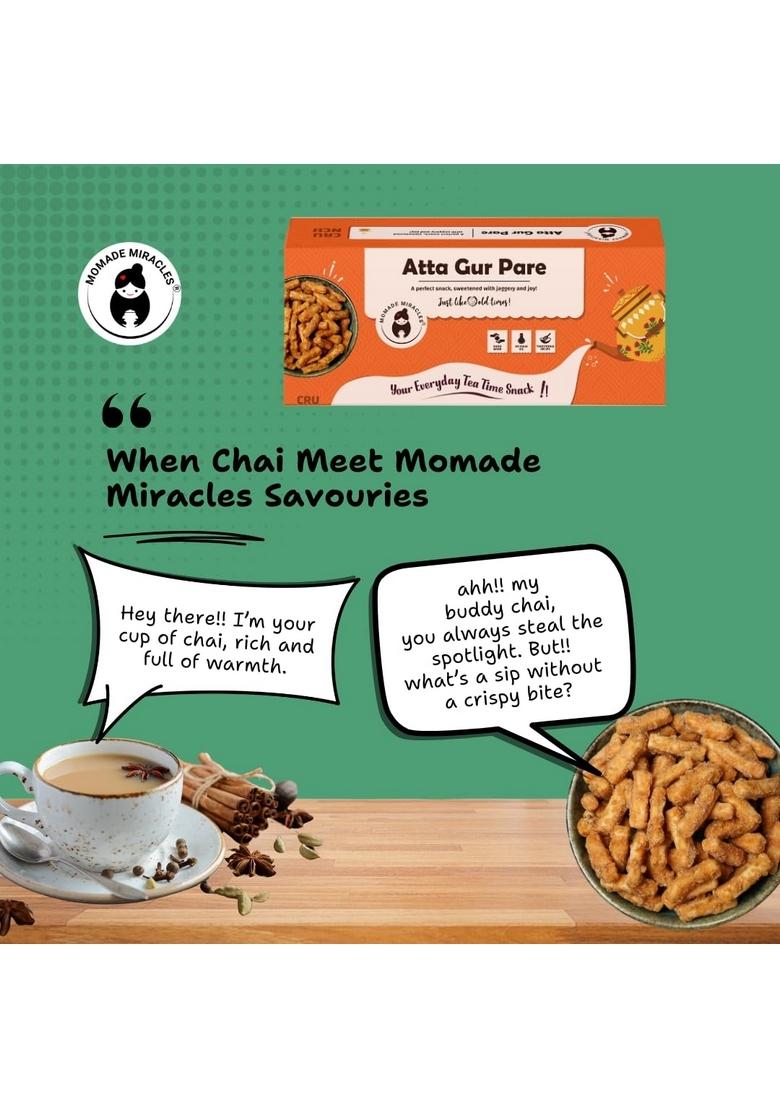 Momade Miracles Atta Gur Pare with fennel 330g | Healthy Indian Snacks No Palm Oil Wedding Favourite Bhaji Punjabi mithai Traditional Savouries