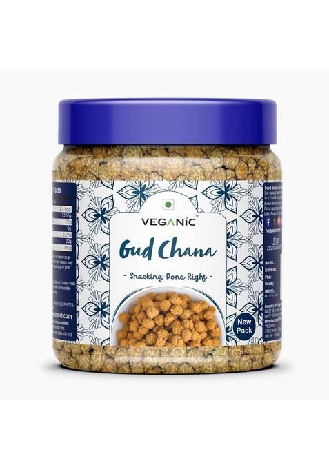 Veganic Gur Chana | Organic Gud Coated Chane Jaggery Roasted Chickpeas Premium Channa (200 GM)