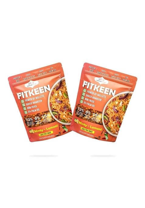 GROWFITZ Baked Namkeen Mixture 200g | Minty Lamoni Flavor Power of Millets, Non Fried, 0% Palm Oil 12.4g Rich Protein Super Tasty, Healthy & Guilt Free Snacks Maida Besan (Pack 2)