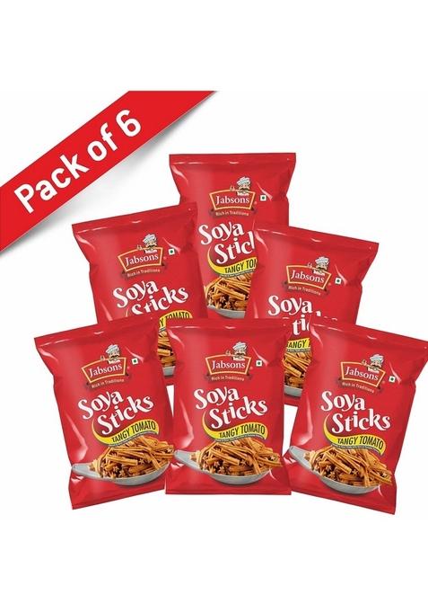 Jabsons SOYA Sticks Tangy Tomato 180g (Pack of 6) | Spicy & Crunchy Snack Anytime Zero Transfat Cholestrol