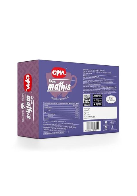 OM SWEETS & SNACKS Mathi | Tikoni Namkeen Mathri Gujarati Indian Tea Time Crunchy Party Snack Delightfully Ready To Eat Savouries Healthy Pack Of 2 X 300g