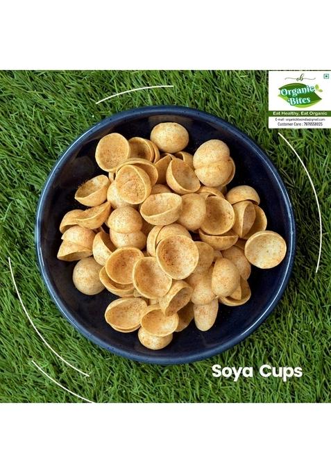 Organic Bites Roasted SOYA Cups Katori Healthy Snacks | Masala Flavour I Namkeen & Evening Party Munch Anytime Crunchy Snack -400 gm