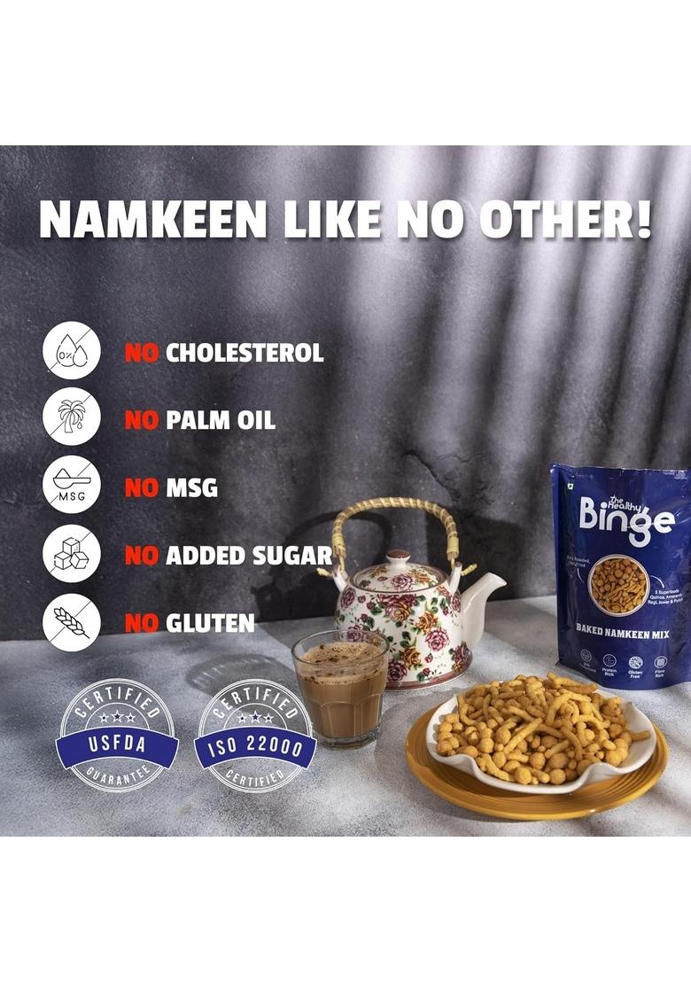 The Healthy Binge Baked Namkeen Mix | Millet Mixture |Crunchy Snacks Chips and for Kids Adults No Palm Oil Pack of 3 60g (Per Pack)