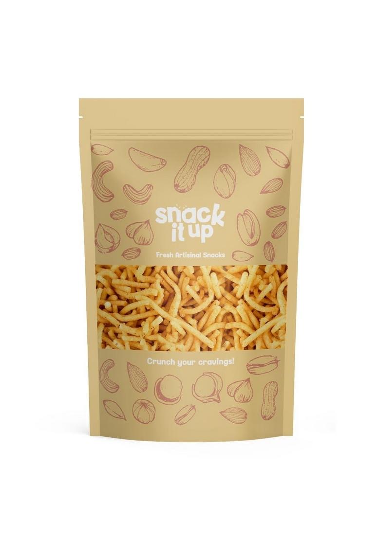 Snack It Up Corn Bhujia/Sev (100g*2packs) | Healthy Snacks Baked Not Fried No Palm Oil Protein-Rich, Gluten-Free Crunchy & Fresh Perfect for Chaat, Jhalmuri, Bhel All Day Snacking Zip Lock Pack