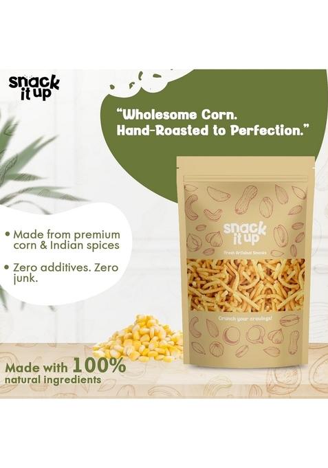 Snack It Up Corn Bhujia/Sev (100g*2packs) | Healthy Snacks Baked Not Fried No Palm Oil Protein-Rich, Gluten-Free Crunchy & Fresh Perfect for Chaat, Jhalmuri, Bhel All Day Snacking Zip Lock Pack