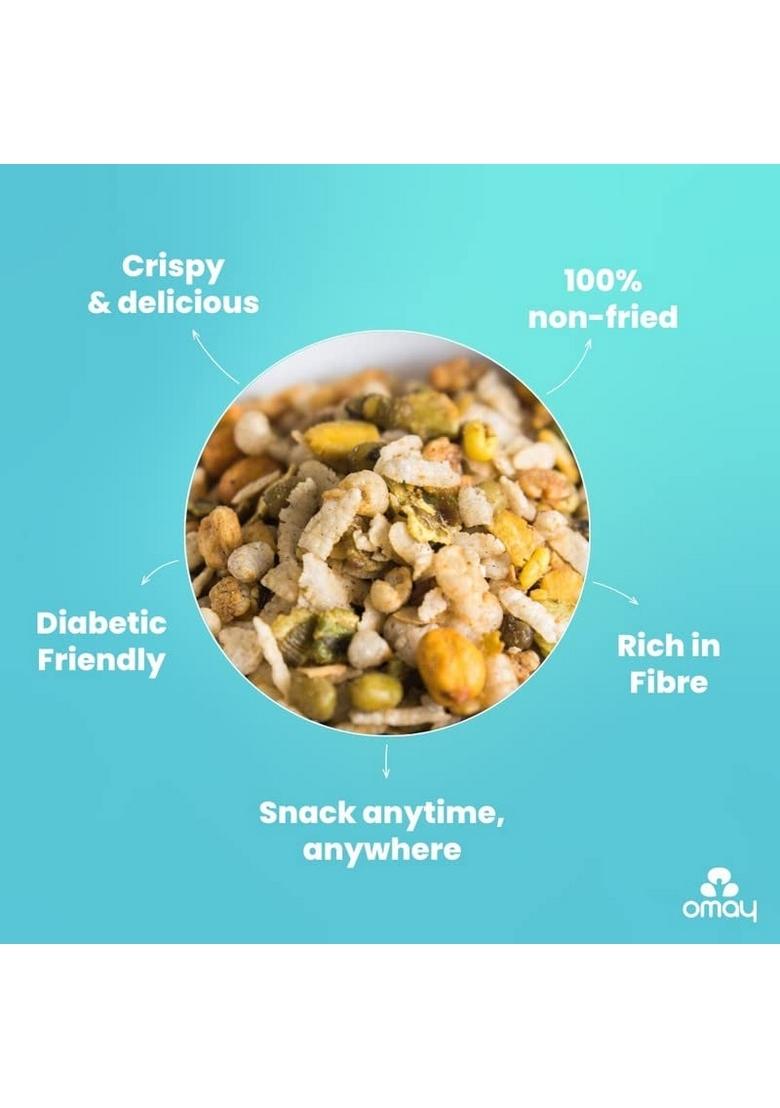 Omay Foods Navratan Mixture, 400g Pouch (Pack of 2) | Healthy Snacks Roasted I 100% Oil-Free Indian Namkeen Late Night Snack Office time Evening Diet for Weight loss Travel