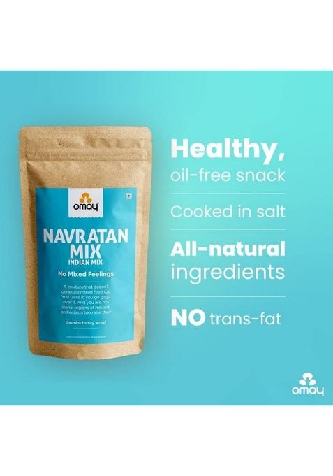Omay Foods Navratan Mixture, 400g Pouch (Pack of 2) | Healthy Snacks Roasted I 100% Oil-Free Indian Namkeen Late Night Snack Office time Evening Diet for Weight loss Travel
