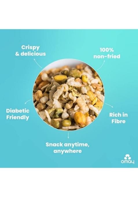 Omay Foods Navratan Mixture, 400g Pouch (Pack of 2) | Healthy Snacks Roasted I 100% Oil-Free Indian Namkeen Late Night Snack Office time Evening Diet for Weight loss Travel