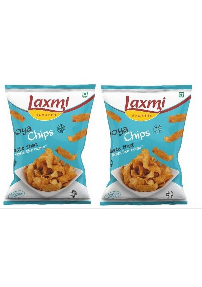 Laxmi NAMKEEN SOYA CHIPS | Crispy, Crunchy & Spicy Snack Ready to Eat Delicious |Healthy and Tasty snacks |Pack of 2 (200 GMS EACH) (Soya Chips) - Indya