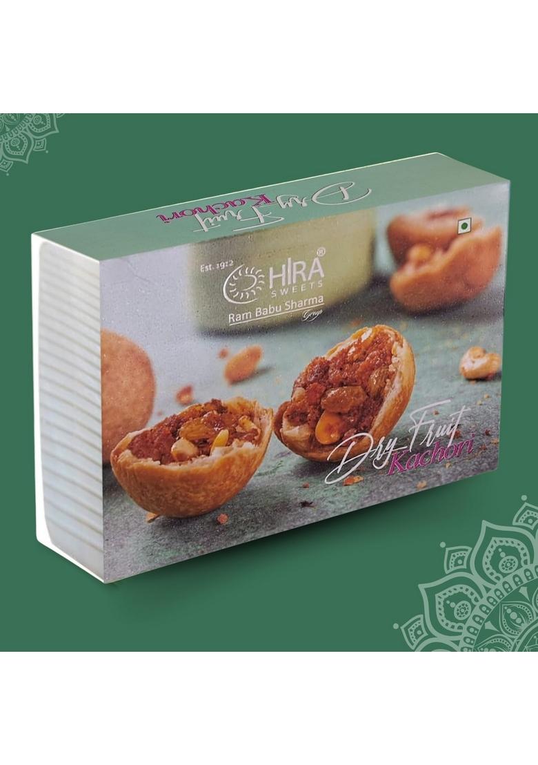 HIRA SWEETS Dry Fruit Kachori 1Kg (500g*2) | Snacks Sweet and Spicy Stuffed Crispy & Crunchy Ready to Eat Indian Snack
