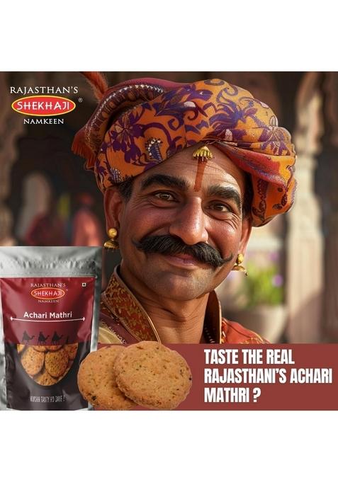 SHEKHAJI Achari Mathri 200 gm | Ready to Eat Snacks Tea time Indian Namkeen Nashta Authentic Regional Preparation
