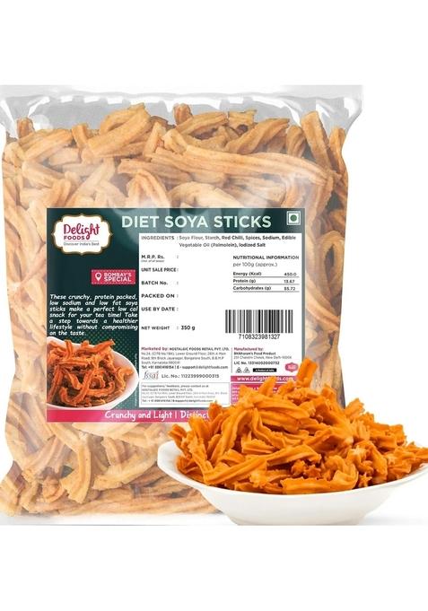 Delight Foods Maharashtrian Snacks - Soya Stick (Diet- low Oil) | Namkeen, Savory, Chips, Healthy (Diet Sticks 350g)