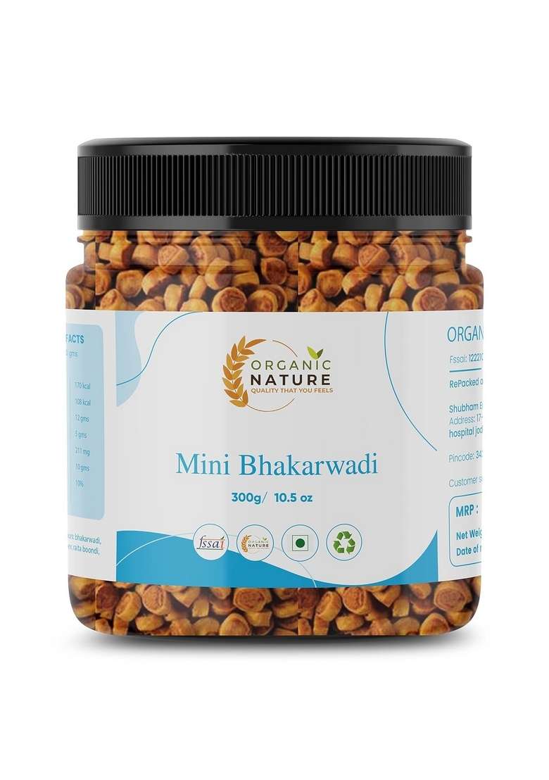 ORGANIC NATURE Special Mini Bhakarwadi Snacks (Crunchy, Light and Flavourful) Pack of 1 250 Grams Total Indian Namkeen Traditional Style Gujrati - Indya