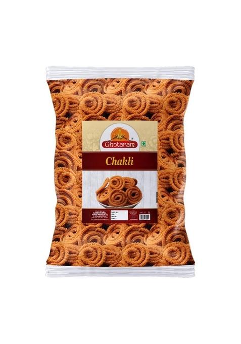 GHOTARAM Organic Chakli Chakoli Murukku Snack | Butter Chakri Delicious Namkeen and Snacks Ready to Eat Snacks, Cholesterol Free, No Trans Fats, Preservatives Chai Tea Chakli-250 * 1Pack