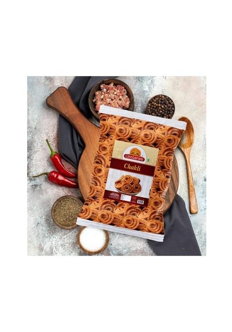 GHOTARAM Organic Chakli Chakoli Murukku Snack | Butter Chakri Delicious Namkeen and Snacks Ready to Eat Snacks, Cholesterol Free, No Trans Fats, Preservatives Chai Tea Chakli-250 * 1Pack