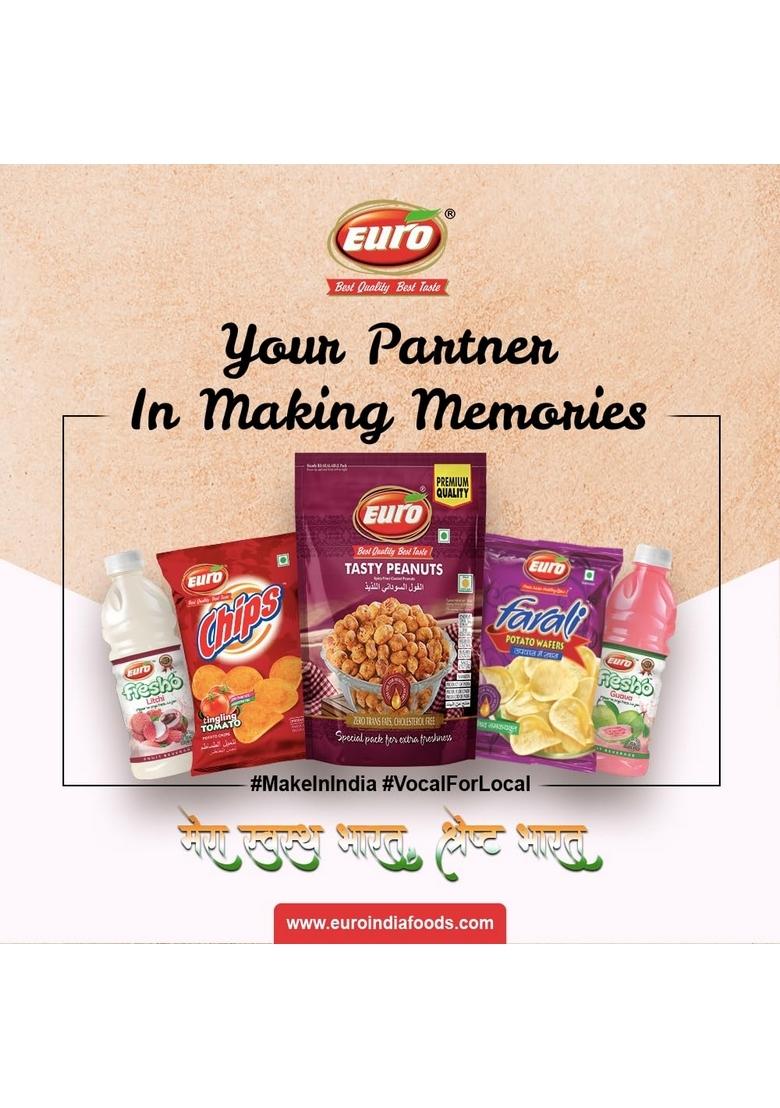 EURO Tasty Bhujia Sev 350gm Pack of 2 | Indian Snacks Spicy Fine Zero Trans Fats, Cholesterol Free Vegan & Guilt-Free Less oil Ready to Eat