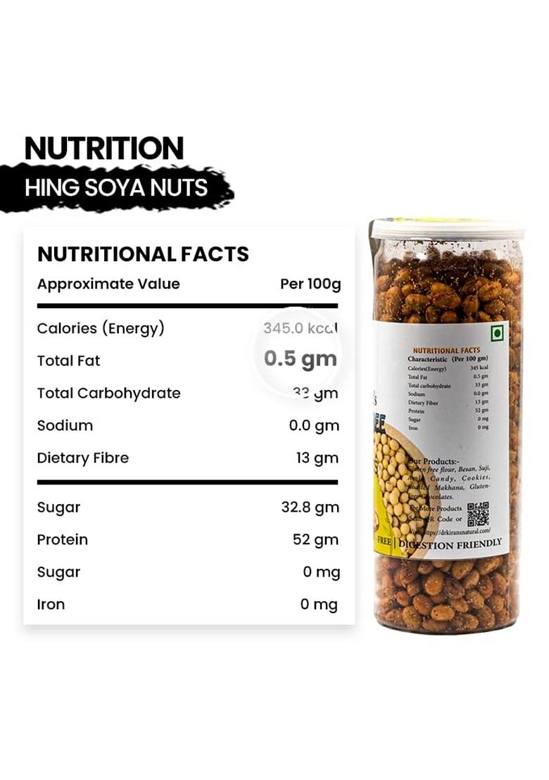 DR. KIRAN's Gluten Free Soyaa Nuts|Combo Pack Of 2(300 Gm) Hing|Pudina Flavour Healthy Soya Nuts|High In Protein|Soya Nuts|Roasted Namkeen