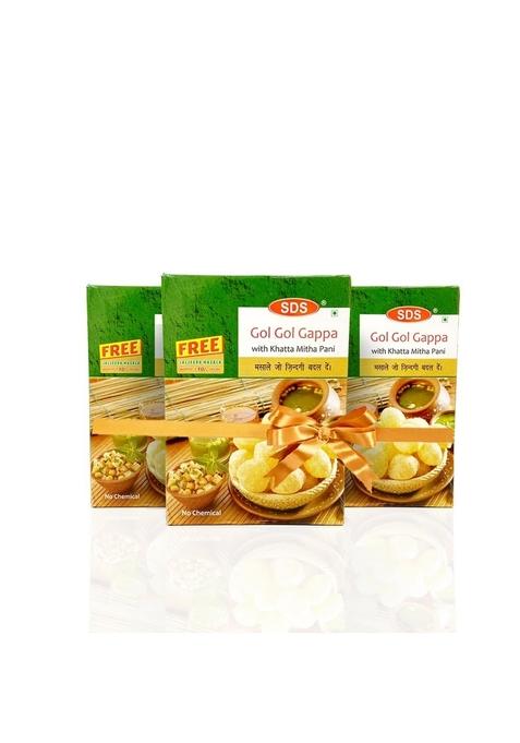 SDS Gol Gappa with Khatta Meetha Pani - 200g (Pack Of 3) | Ready to Fry Crispy Puri Instant Spicy & Sweet Flavoured Mix Street Style Taste No Added Preservatives