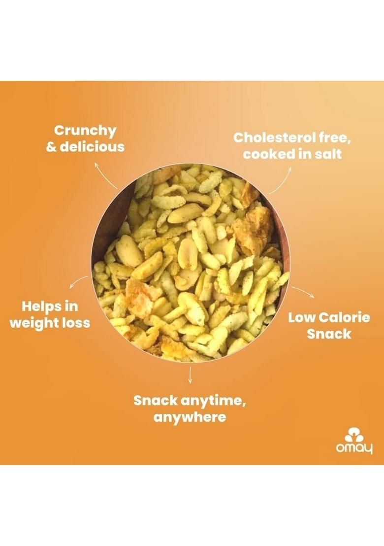 Omay Foods Diet Chivda, 100g Jar (Pack of 4) | Healthy Snack 100% Oil-Free Roasted Namkeen I Ready To Eat Non-fried Peanuts, Cornflakes