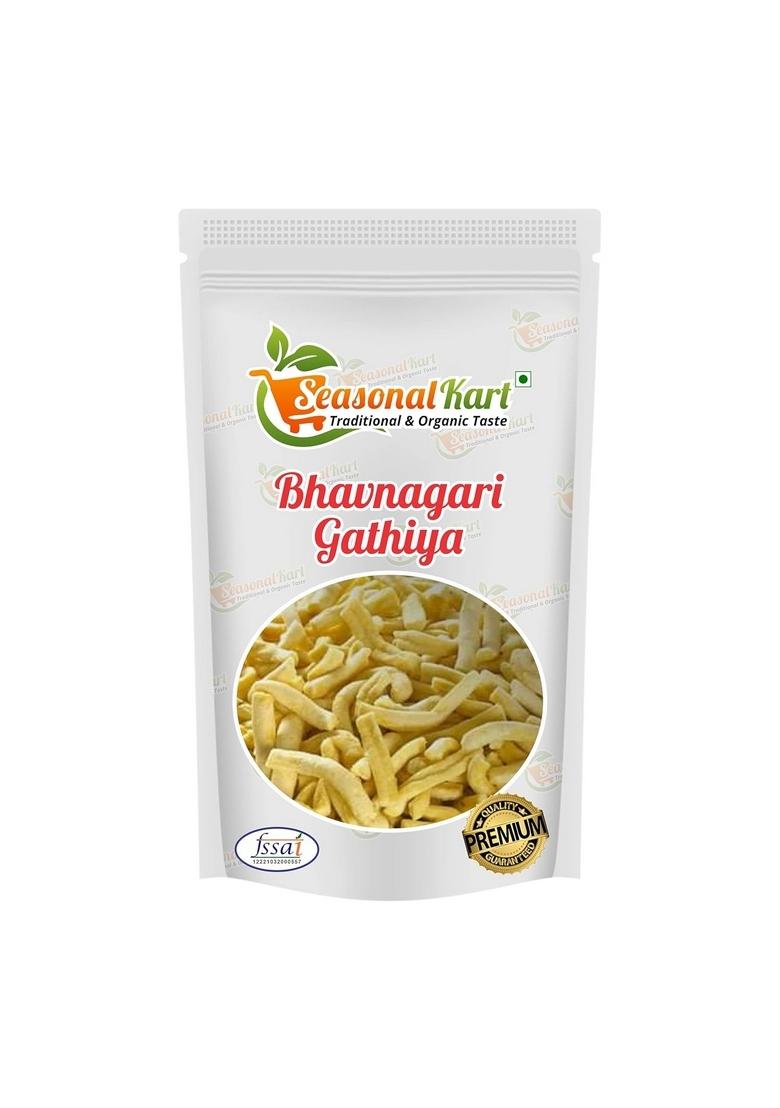 SEASONALKART Seasonal Kart Bhavnagar Gathiya 400 gms Namkeen Indian Snack| Homemade & Pure Gathiya|Chemical Free| Spicy Healthy Snacks | No Added Preservatives|
