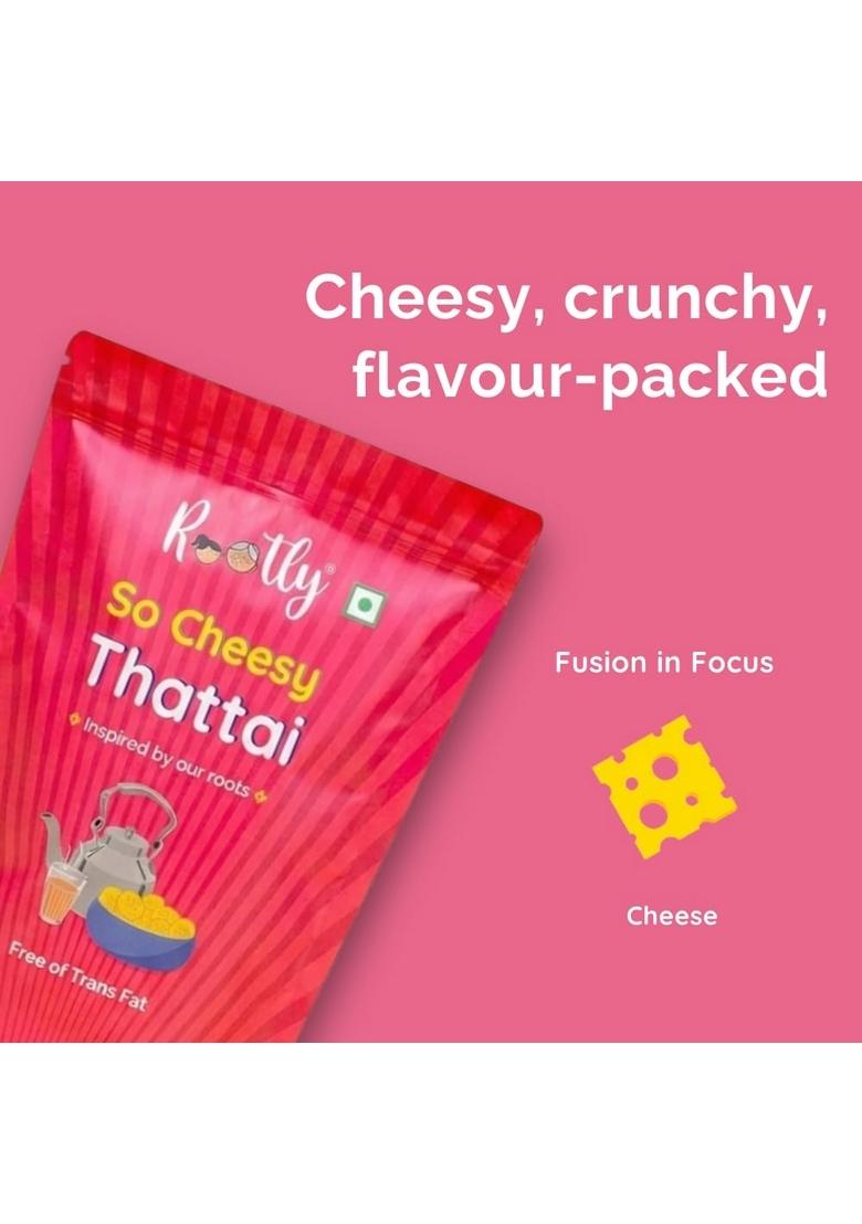 ROOTLY So Cheesy Thattai | South Indian Snack with a twist Crunchy Party & Namkeen Tasty Rice Cracker for Tea Time No Palm Oil or Preservatives Pack of 2 (400 gm)
