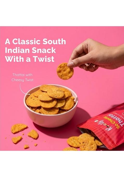 ROOTLY So Cheesy Thattai | South Indian Snack with a twist Crunchy Party & Namkeen Tasty Rice Cracker for Tea Time No Palm Oil or Preservatives Pack of 2 (400 gm)