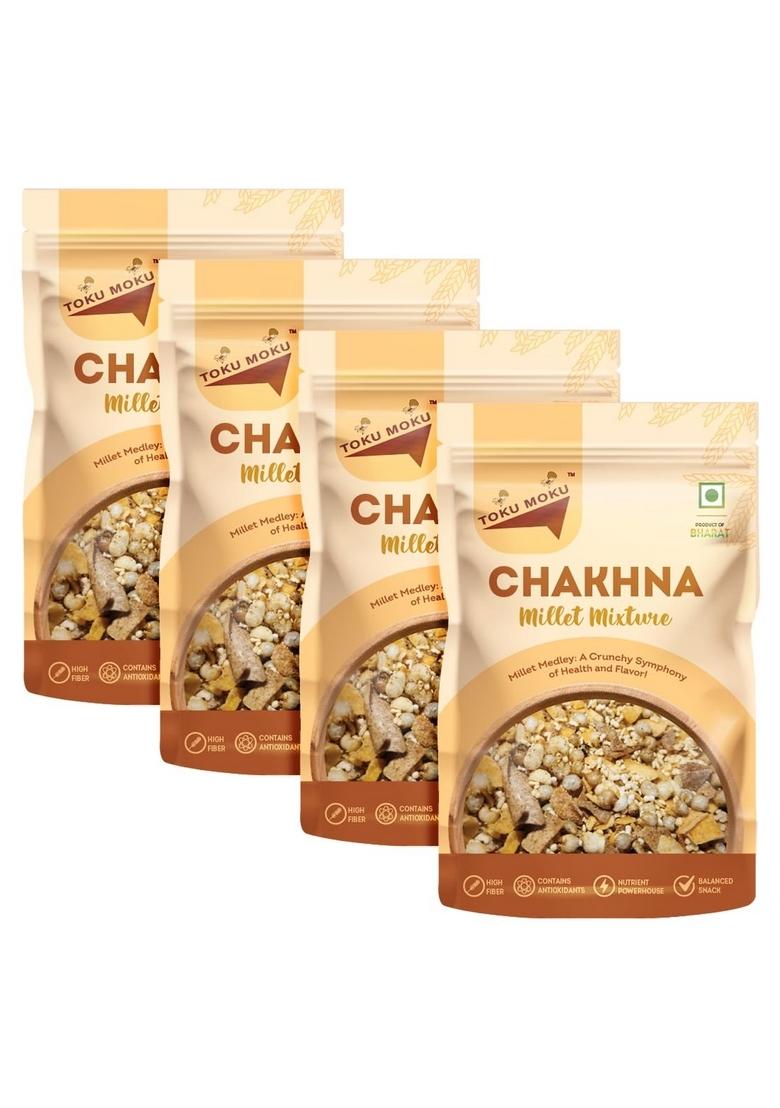 TOKU MOKU Millet Namkeen, Mixture Desi Masala Chatpata, Healthy Namkeen Snacks Roasted, Not Fried | No Palm Oil Replacement of Chips & Bhujia (Pack 4