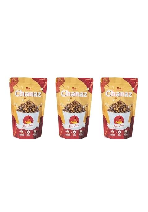 DHANANJAY Peri-Peri Flavoured Mahabaleshwar Chana (Chickpeas) | Pack of 3 (160 Gms Each) Gluten Free Rich in Protein 100% Roasted and Puffed - 160gm + 20gm extra
