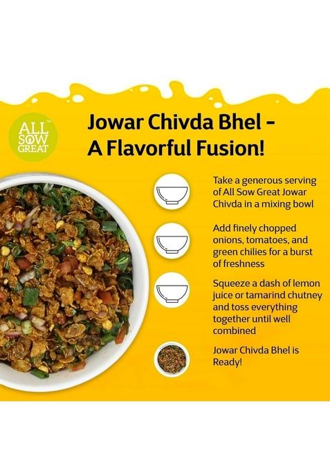 All Sow Great Jowar Chivda (250g, 4 Pack) Poha | Healthy Diet Snack Namkeen High Fibre Millet Snacks Gluten Free Healthier