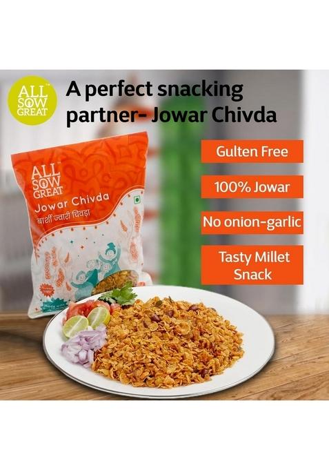 All Sow Great Jowar Chivda (250g, 4 Pack) Poha | Healthy Diet Snack Namkeen High Fibre Millet Snacks Gluten Free Healthier