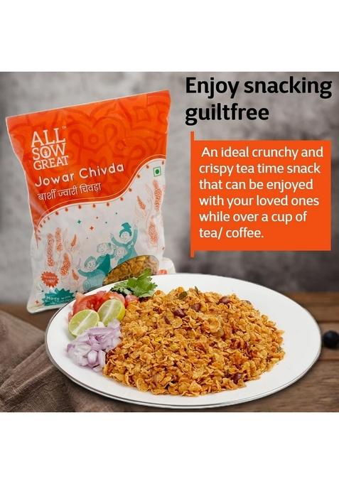 All Sow Great Jowar Chivda (250g, 4 Pack) Poha | Healthy Diet Snack Namkeen High Fibre Millet Snacks Gluten Free Healthier