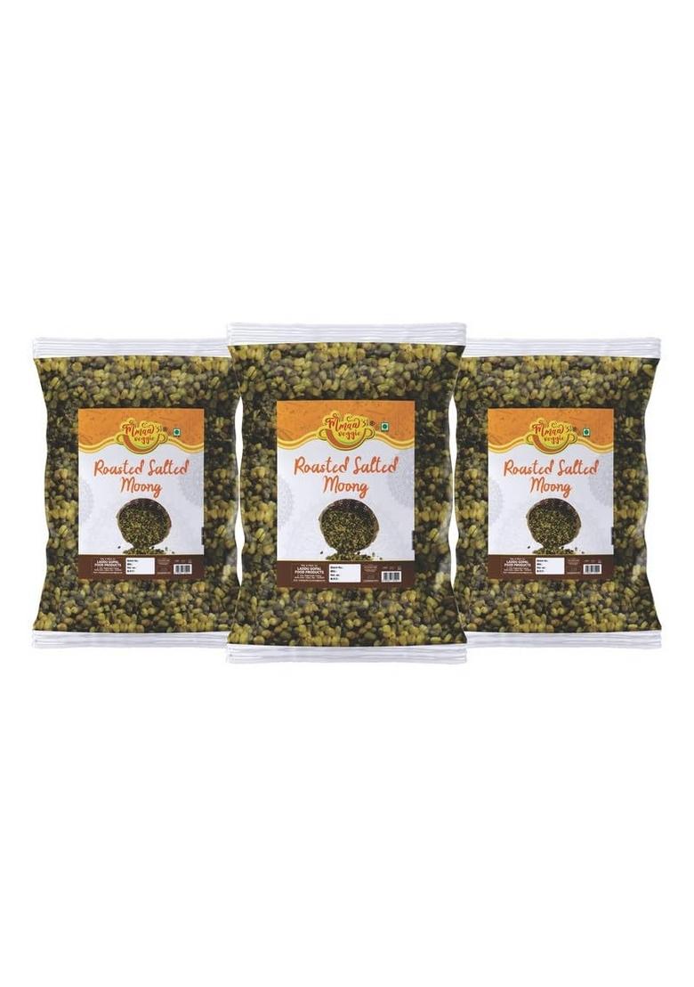 Mmaa's Veggie Suryapur Authentic Roasted Maash Green Moong Namkeen Snack | Sprouted Mung Bean Gram Ready to Eat Party Savoury Healthy Diet Snack-250 * 3Pack