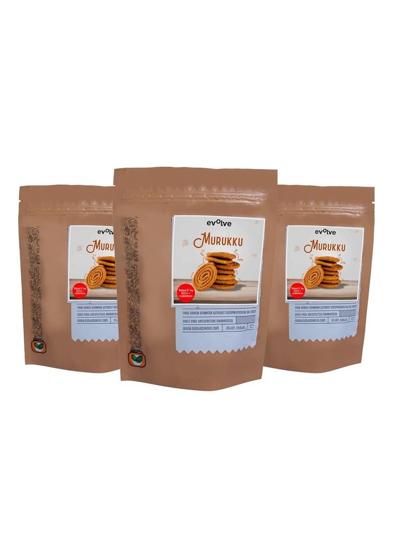 Evolve Murukku Chakli Snacks, Gluten Free, No Palm Oil, Fresh, Organic, Vacuum Fried | Crispy Guilt Free Tea and Evening Indian Snack