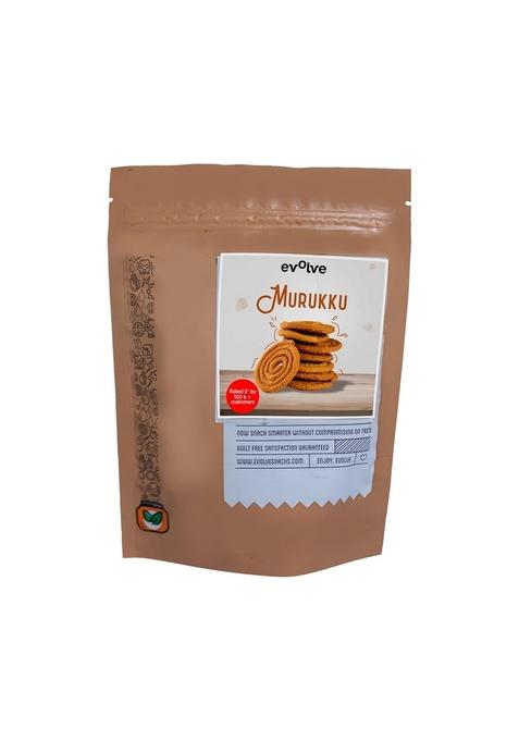 Evolve Murukku Chakli Snacks, Gluten Free, No Palm Oil, Fresh, Organic, Vacuum Fried | Crispy Guilt Free Tea and Evening Indian Snack